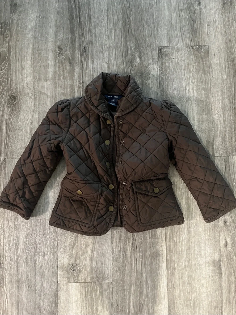 Ralph Lauren Girls Chocolate Brown Quilted Puffer Jacket